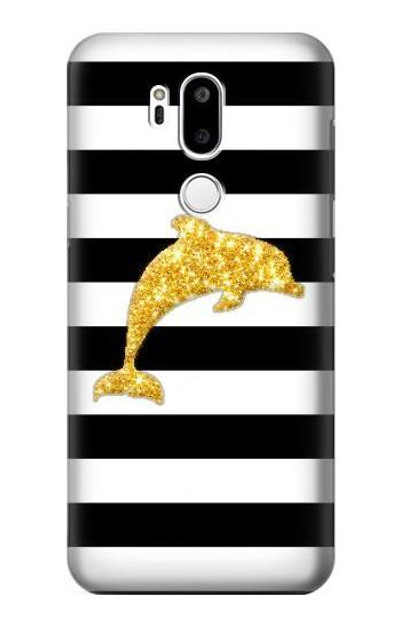 S2882 Black and White Striped Gold Dolphin Case Cover Custodia per LG G7 ThinQ