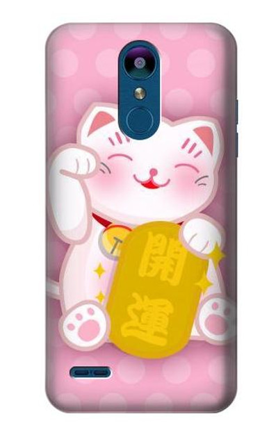 S3025 Pink Maneki Neko Lucky Cat Case Cover Custodia per LG K8 (2018)