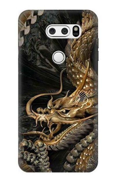 S0426 Gold Dragon Case Cover Custodia per LG V30, LG V30 Plus, LG V30S ThinQ, LG V35, LG V35 ThinQ