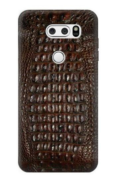 S2850 Brown Skin Alligator Graphic Printed Case Cover Custodia per LG V30, LG V30 Plus, LG V30S ThinQ, LG V35, LG V35 ThinQ