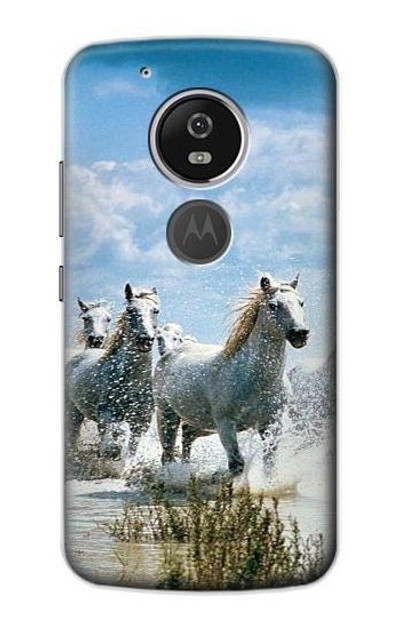 S0250 White Horse Case Cover Custodia per Motorola Moto G6 Play, Moto G6 Forge, Moto E5