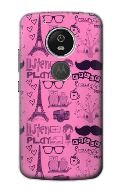 S2885 Paris Pink Case Cover Custodia per Motorola Moto G6 Play, Moto G6 Forge, Moto E5