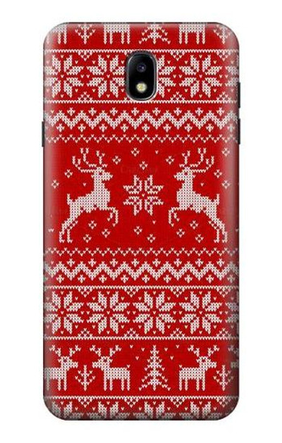 S2835 Christmas Reindeer Knitted Pattern Case Cover Custodia per Samsung Galaxy J7 (2018), J7 Aero, J7 Top, J7 Aura, J7 Crown, J7 Refine, J7 Eon, J7 V 2nd Gen, J7 Star