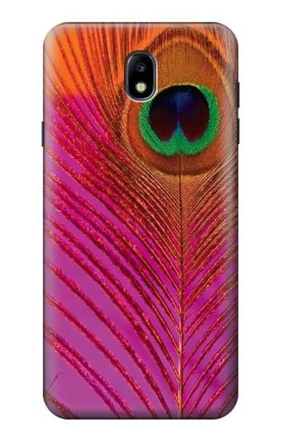 S3201 Pink Peacock Feather Case Cover Custodia per Samsung Galaxy J7 (2018), J7 Aero, J7 Top, J7 Aura, J7 Crown, J7 Refine, J7 Eon, J7 V 2nd Gen, J7 Star