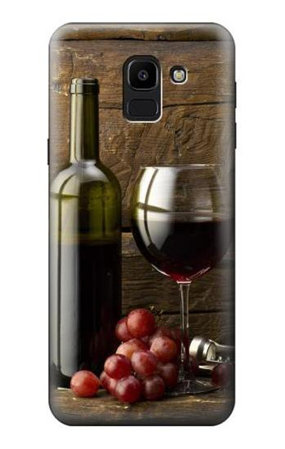 S1316 Grapes Bottle and Glass of Red Wine Case Cover Custodia per Samsung Galaxy J6 (2018)