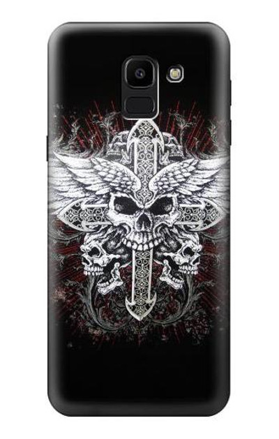 S1434 Skull Wing Tattoo Biker Case Cover Custodia per Samsung Galaxy J6 (2018)