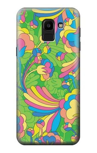 S3273 Flower Line Art Pattern Case Cover Custodia per Samsung Galaxy J6 (2018)