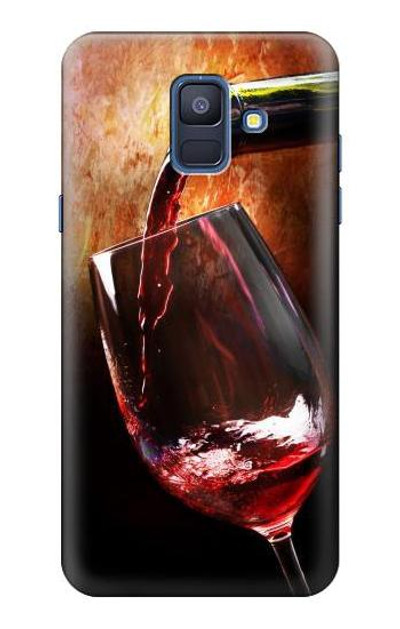 S2396 Red Wine Bottle And Glass Case Cover Custodia per Samsung Galaxy A6 (2018)