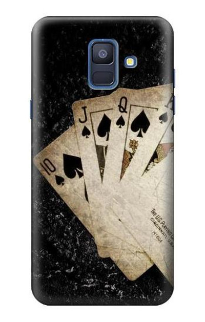 S3231 Vintage Royal Straight Flush Cards Case Cover Custodia per Samsung Galaxy A6 (2018)