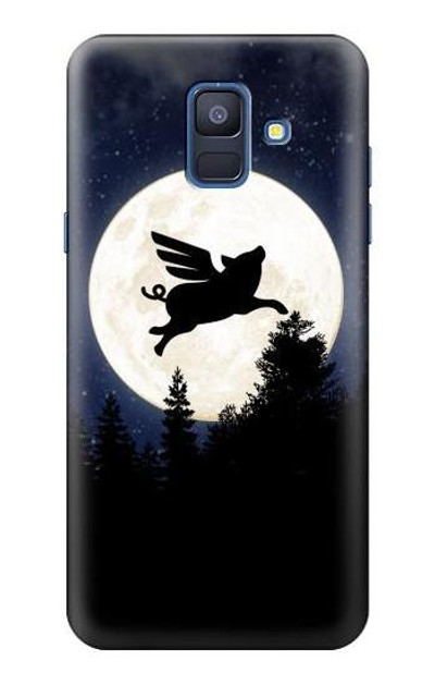 S3289 Flying Pig Full Moon Night Case Cover Custodia per Samsung Galaxy A6 (2018)