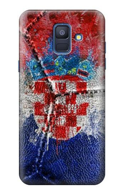 S3313 Croatia Flag Vintage Football Graphic Case Cover Custodia per Samsung Galaxy A6 (2018)