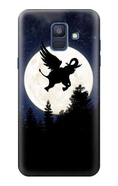 S3323 Flying Elephant Full Moon Night Case Cover Custodia per Samsung Galaxy A6 (2018)
