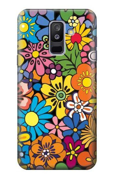 S3281 Colorful Hippie Flowers Pattern Case Cover Custodia per Samsung Galaxy A6+ (2018), J8 Plus 2018, A6 Plus 2018