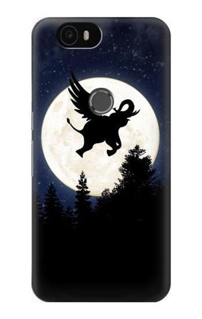 S3323 Flying Elephant Full Moon Night Case Cover Custodia per Huawei Nexus 6P