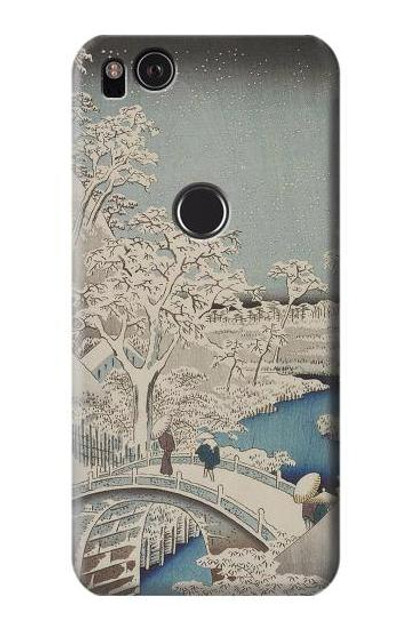 S3350 Utagawa Hiroshige Drum Bridge Yuhi Hill in Meguro Case Cover Custodia per Google Pixel 2