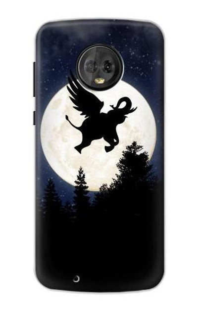 S3323 Flying Elephant Full Moon Night Case Cover Custodia per Motorola Moto G6