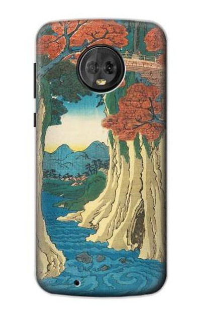 S3348 Utagawa Hiroshige The Monkey Bridge Case Cover Custodia per Motorola Moto G6