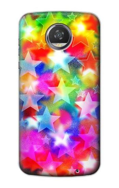 S3292 Colourful Disco Star Case Cover Custodia per Motorola Moto Z2 Play, Z2 Force