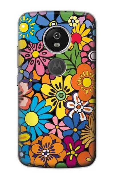 S3281 Colorful Hippie Flowers Pattern Case Cover Custodia per Motorola Moto E5 Plus