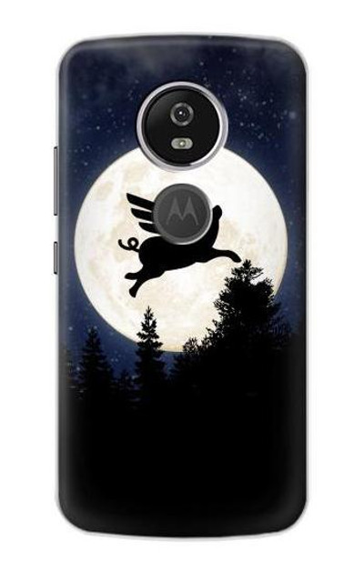 S3289 Flying Pig Full Moon Night Case Cover Custodia per Motorola Moto E5 Plus