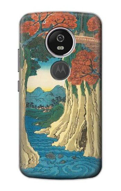 S3348 Utagawa Hiroshige The Monkey Bridge Case Cover Custodia per Motorola Moto G6 Play, Moto G6 Forge, Moto E5