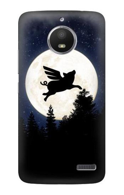 S3289 Flying Pig Full Moon Night Case Cover Custodia per Motorola Moto E4