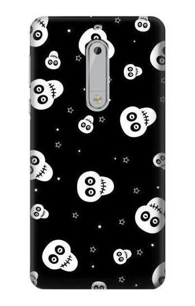 S3261 Smile Skull Halloween Pattern Case Cover Custodia per Nokia 5