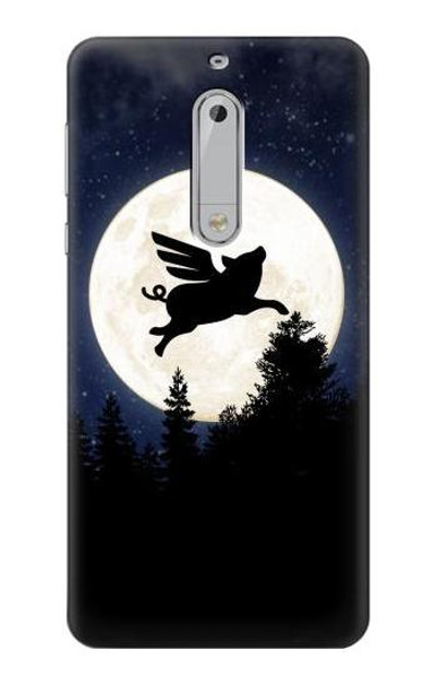 S3289 Flying Pig Full Moon Night Case Cover Custodia per Nokia 5