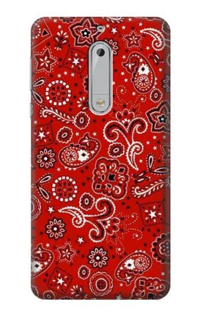 S3354 Red Classic Bandana Case Cover Custodia per Nokia 5