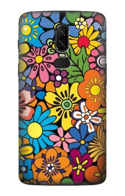 S3281 Colorful Hippie Flowers Pattern Case Cover Custodia per OnePlus 6