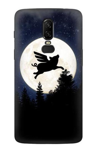 S3289 Flying Pig Full Moon Night Case Cover Custodia per OnePlus 6