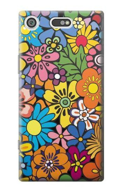 S3281 Colorful Hippie Flowers Pattern Case Cover Custodia per Sony Xperia XZ1