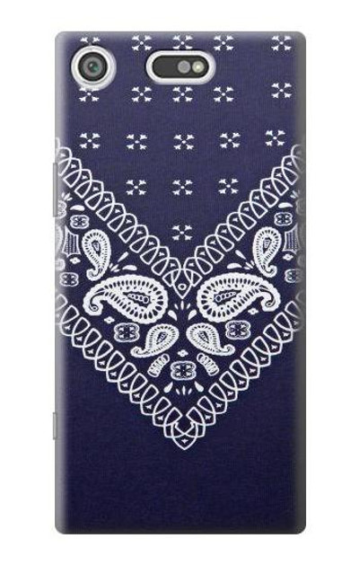 S3357 Navy Blue Bandana Pattern Case Cover Custodia per Sony Xperia XZ1