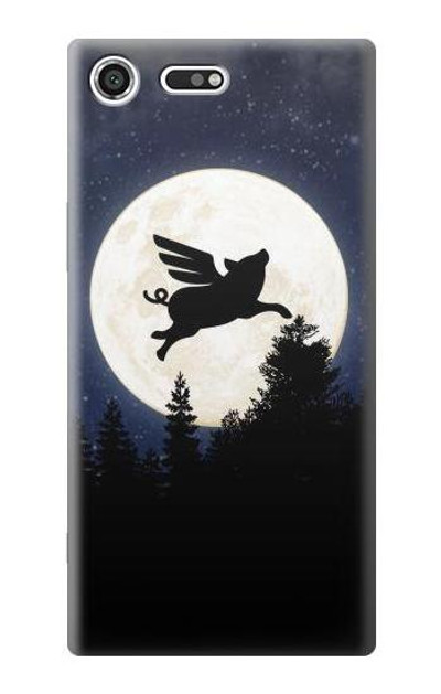 S3289 Flying Pig Full Moon Night Case Cover Custodia per Sony Xperia XZ Premium