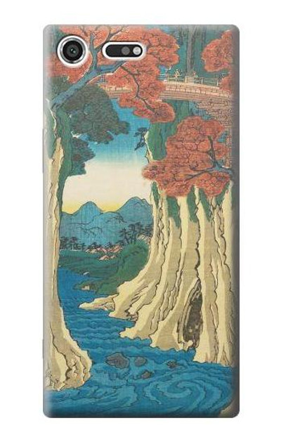 S3348 Utagawa Hiroshige The Monkey Bridge Case Cover Custodia per Sony Xperia XZ Premium