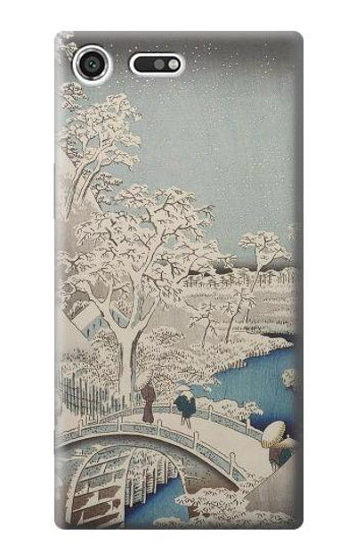 S3350 Utagawa Hiroshige Drum Bridge Yuhi Hill in Meguro Case Cover Custodia per Sony Xperia XZ Premium