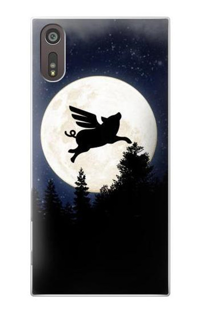 S3289 Flying Pig Full Moon Night Case Cover Custodia per Sony Xperia XZ