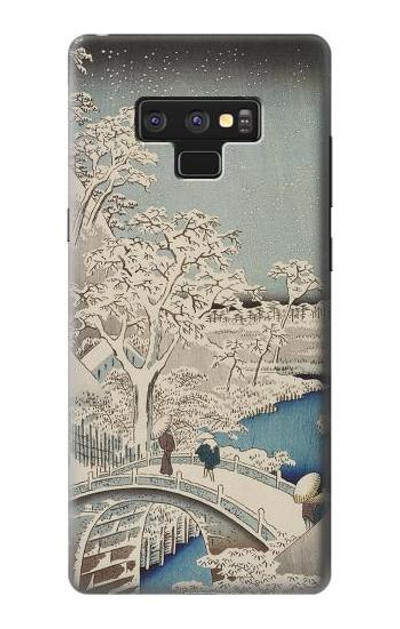 S3350 Utagawa Hiroshige Drum Bridge Yuhi Hill in Meguro Case Cover Custodia per Note 9 Samsung Galaxy Note9