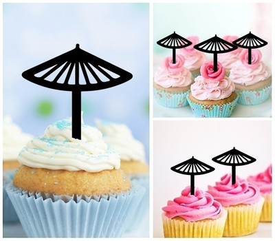 TA0678 Japan Umbrella Acrilico Cupcake Topper Torte e Muffin per Matrimonio Compleanno Festa Decorazione 10 pezzi