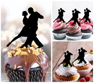 TA0707 Couple Ballroom Dancing Acrilico Cupcake Topper Torte e Muffin per Matrimonio Compleanno Festa Decorazione 10 pezzi