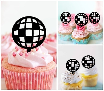 TA0713 Disco Ball Acrilico Cupcake Topper Torte e Muffin per Matrimonio Compleanno Festa Decorazione 10 pezzi