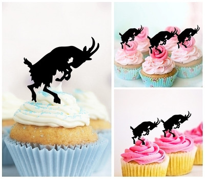 TA0714 Jumping Goat Acrilico Cupcake Topper Torte e Muffin per Matrimonio Compleanno Festa Decorazione 10 pezzi