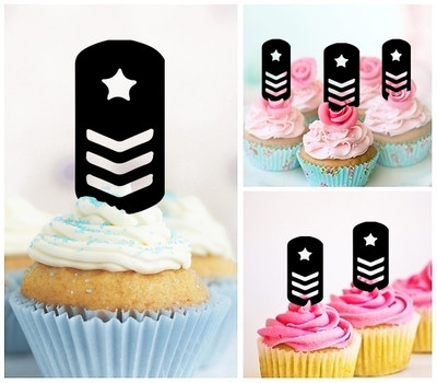 TA0771 Military Badges Army Rank Acrilico Cupcake Topper Torte e Muffin per Matrimonio Compleanno Festa Decorazione 10 pezzi