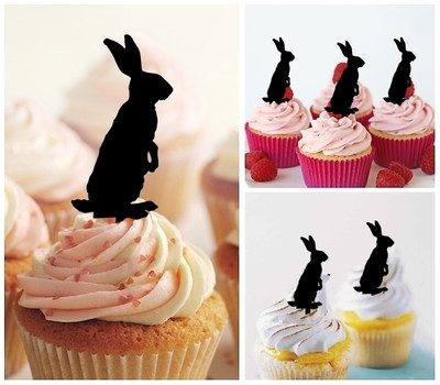 TA0820 Bunny Rabbit Acrilico Cupcake Topper Torte e Muffin per Matrimonio Compleanno Festa Decorazione 10 pezzi
