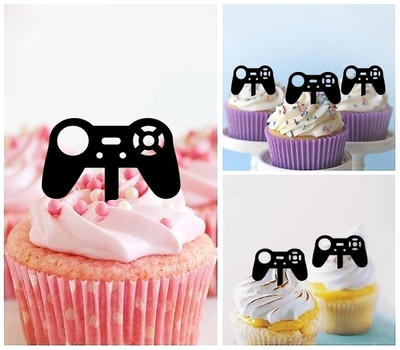 TA0849 Gamepad Video Game Controller Joystick Acrilico Cupcake Topper Torte e Muffin per Matrimonio Compleanno Festa Decorazione 10 pezzi