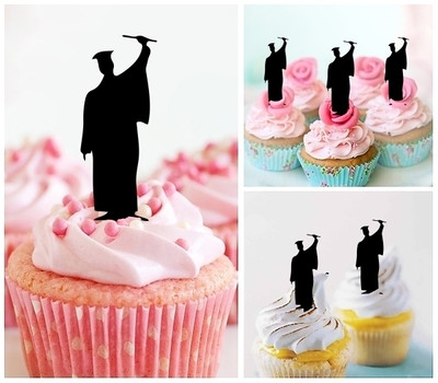 TA0863 Graduation Acrilico Cupcake Topper Torte e Muffin per Matrimonio Compleanno Festa Decorazione 10 pezzi