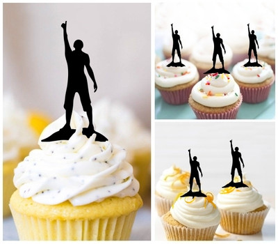 TA0876 Man Standing Mountain Acrilico Cupcake Topper Torte e Muffin per Matrimonio Compleanno Festa Decorazione 10 pezzi