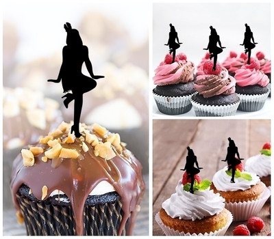 TA0877 Flapper Dancer Girl Acrilico Cupcake Topper Torte e Muffin per Matrimonio Compleanno Festa Decorazione 10 pezzi