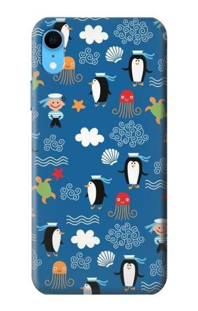 S2572 Marine Penguin Pattern Case Cover Custodia per iPhone XR