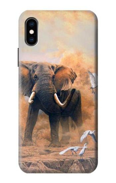 S1292 Dusty Elephant Egrets Case Cover Custodia per iPhone X, iPhone XS